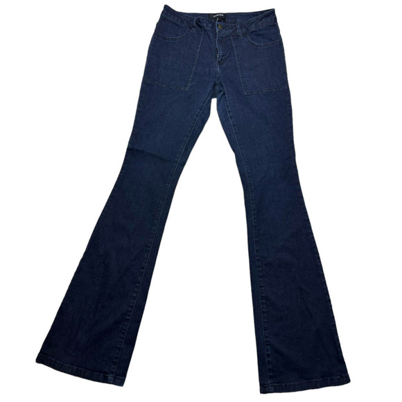 Who What Wear Flare Patch Pocket High Waist Dark Blue Wash Jeans Size 6 - Picture 2 of 9